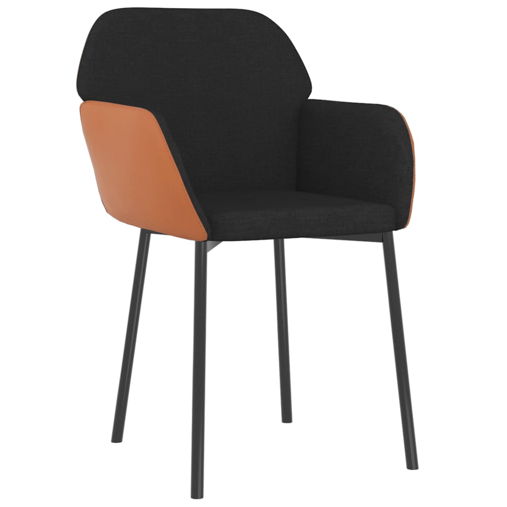 Dining chairs set of 2 black fabric and imitation leather