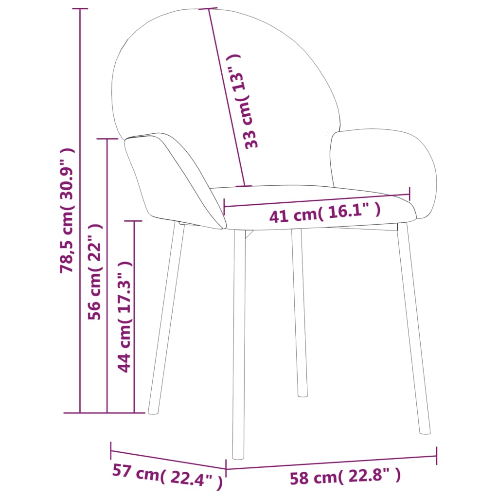 Chaises à manger lot de 2 Gris clair Velours