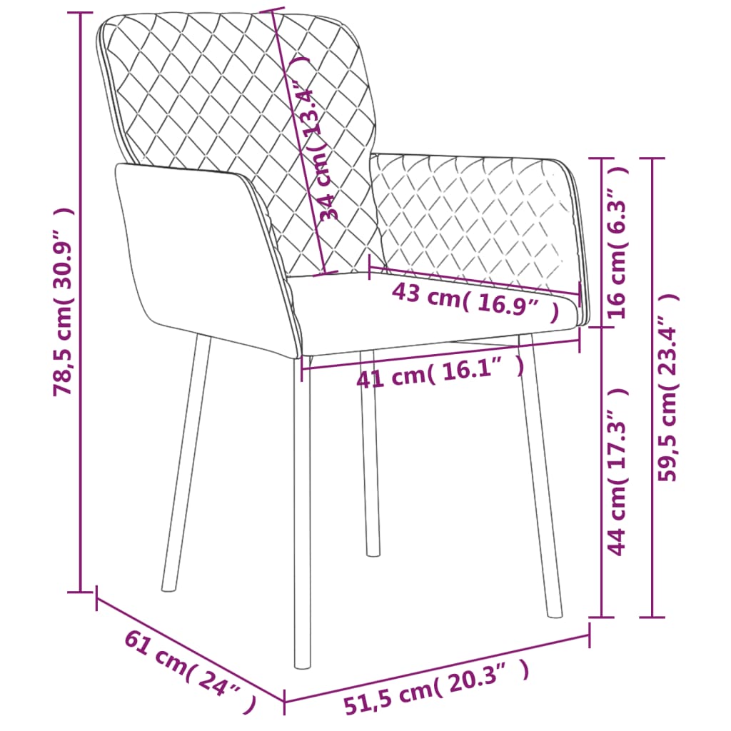 Chaises à manger lot de 2 Gris clair Velours