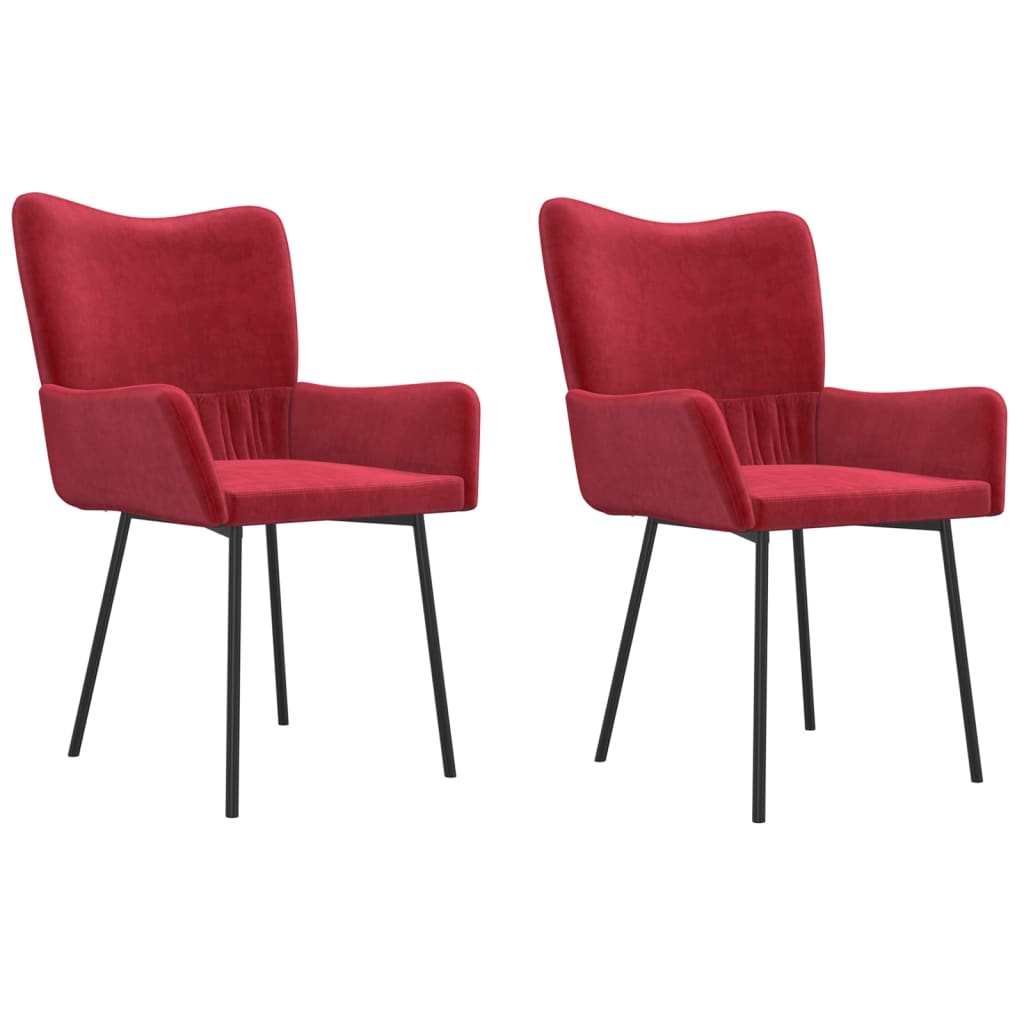 Chaises à manger lot de 2 Rouge bordeaux Velours