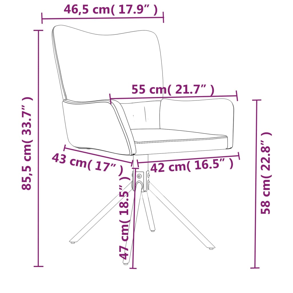 Chaises pivotantes à manger lot de 2 Gris clair Velours