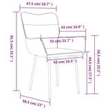 Chaises à manger lot de 2 Gris clair Velours