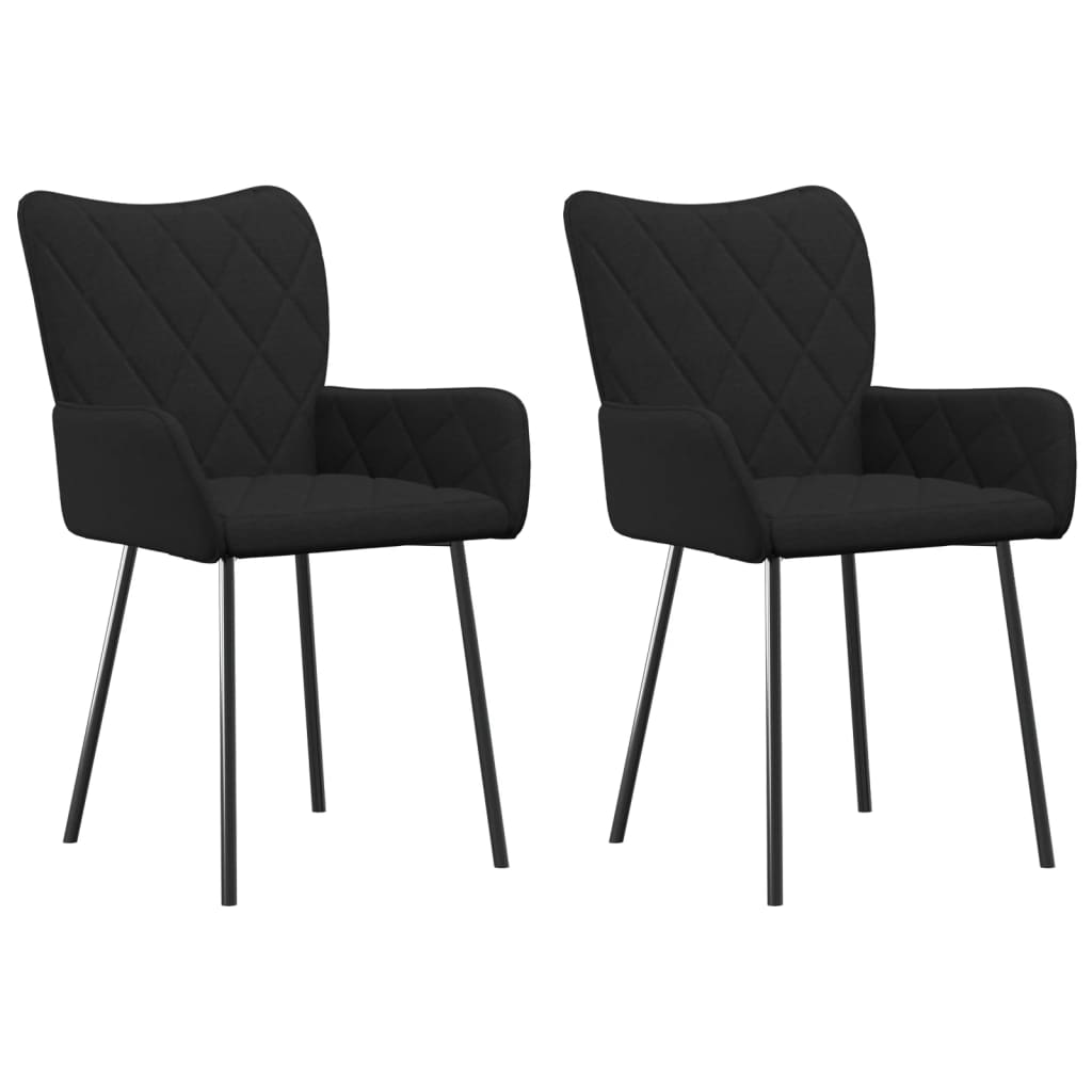 Chaises à manger lot de 2 noir tissu