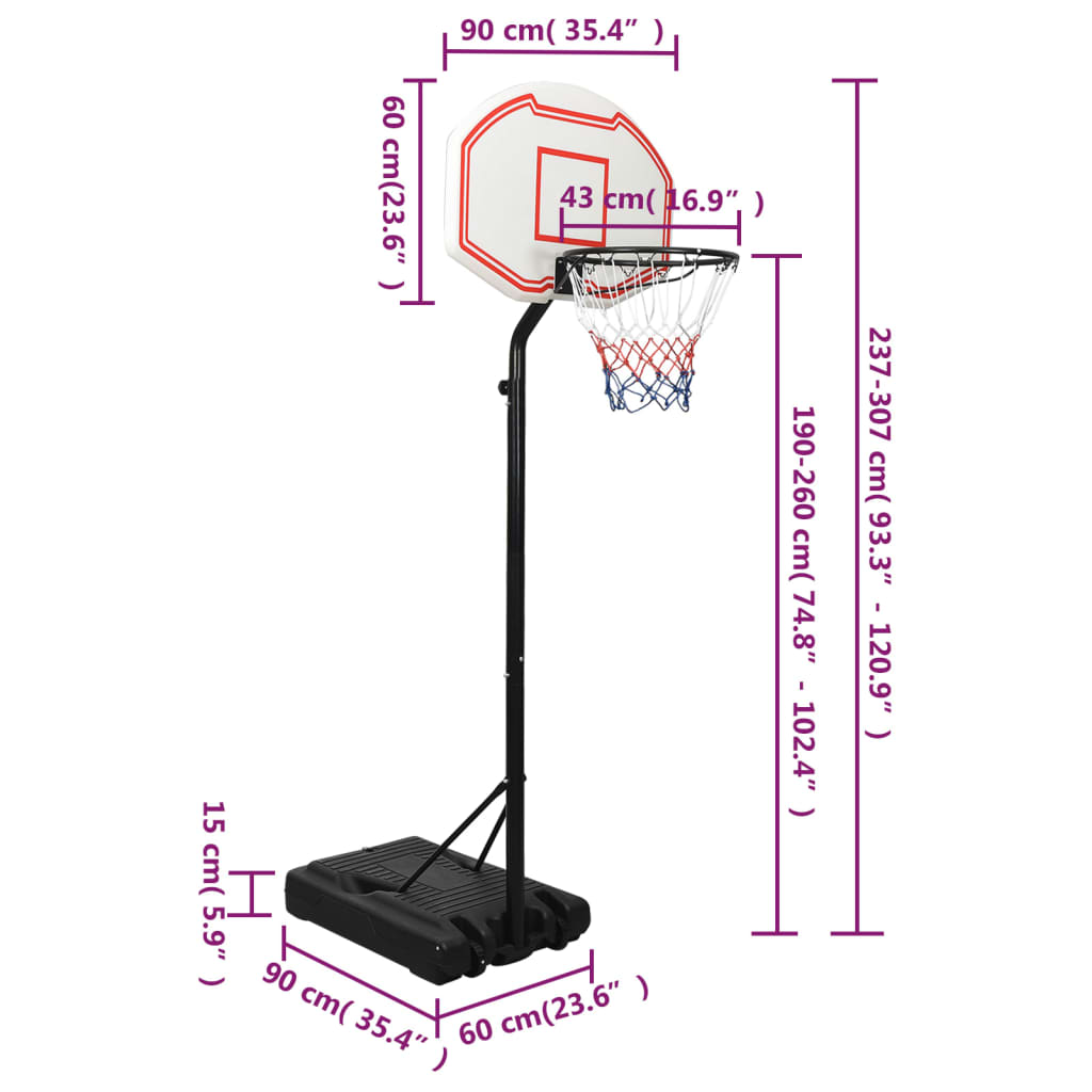 Support de basket-ball Blanc 237-307 cm Polyéthylène