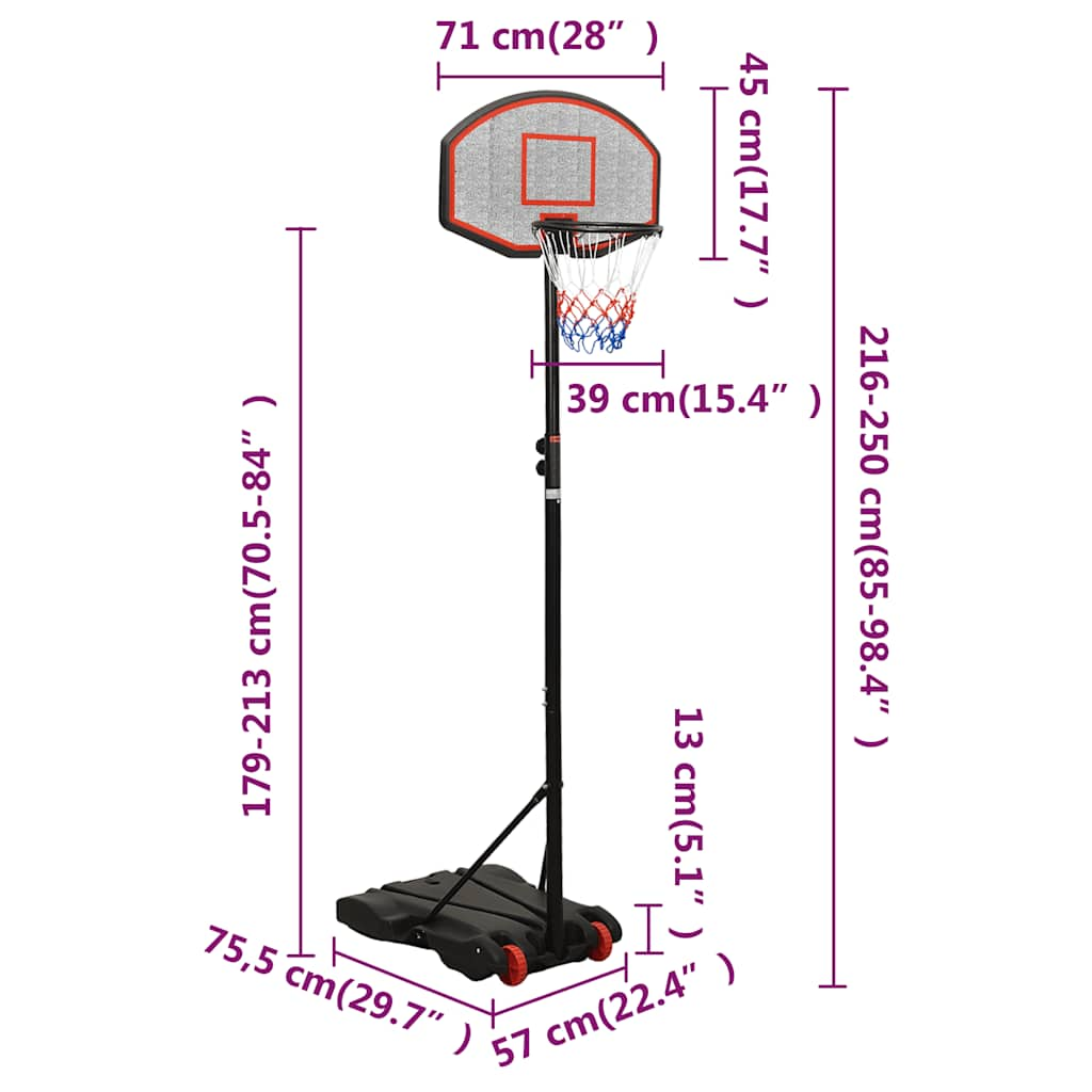 Basketball Stand Black 216-250 cm Polyethylene