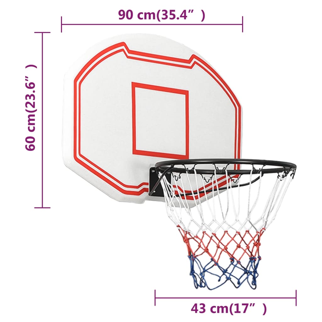 Basketball Backboard White 90x60x2 cm Polyethylene