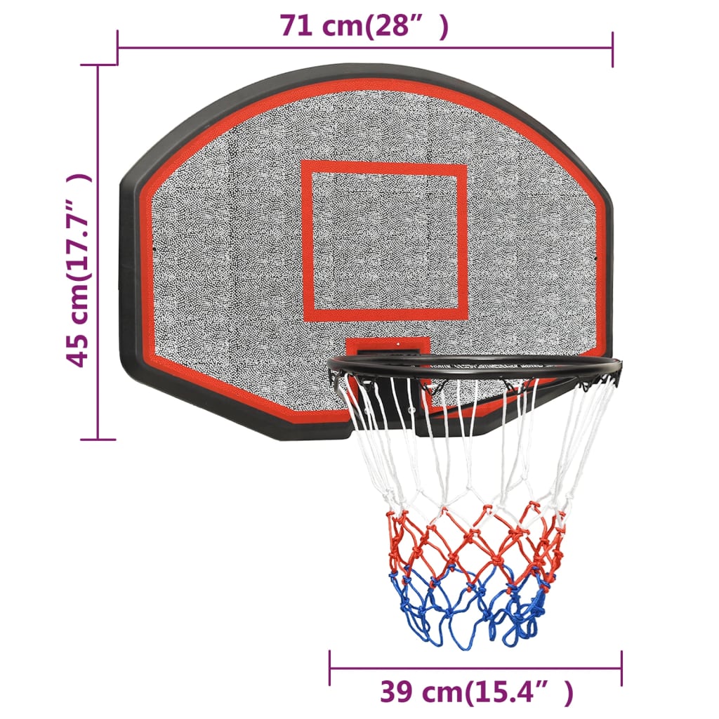 Black basketball backboard 71x45x2 cm Polyethylene