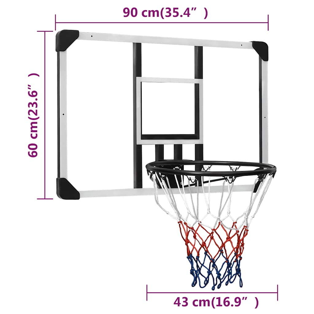 Panneau de basket-ball Transparent 90x60x2,5 cm Polycarbonate