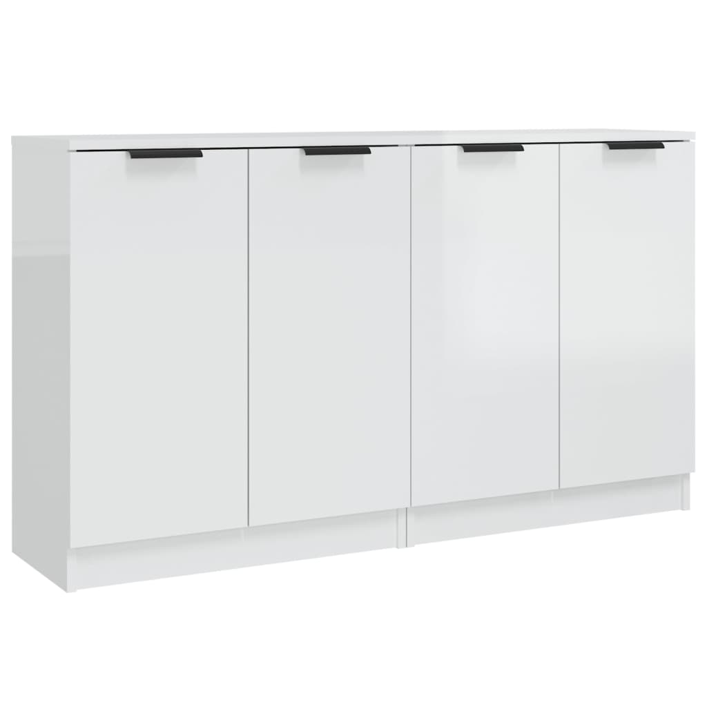 Buffets 2 pcs Blanc brillant 60x30x70 cm Bois d'ingénierie