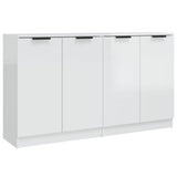 Buffets 2 pcs Blanc brillant 60x30x70 cm Bois d'ingénierie