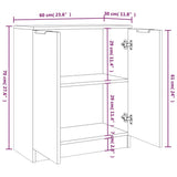 Sideboards 2 Stk. Glänzend weiß 60x30x70 cm Holzwerkstoff