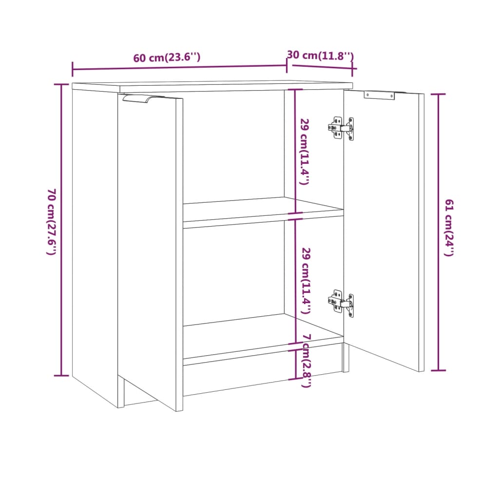 Buffets 3 pcs Blanc Bois d'ingénierie