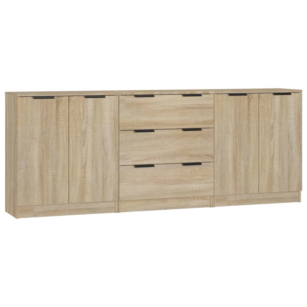 Buffets 3 pcs Chêne sonoma Bois d'ingénierie