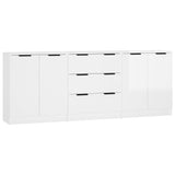 Buffets 3 pcs blanc brillant bois d'ingénierie