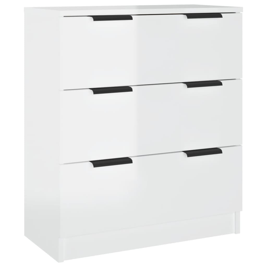 Buffets 3 pcs blanc brillant bois d'ingénierie