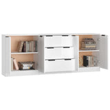 Buffets 3 pcs blanc brillant bois d'ingénierie