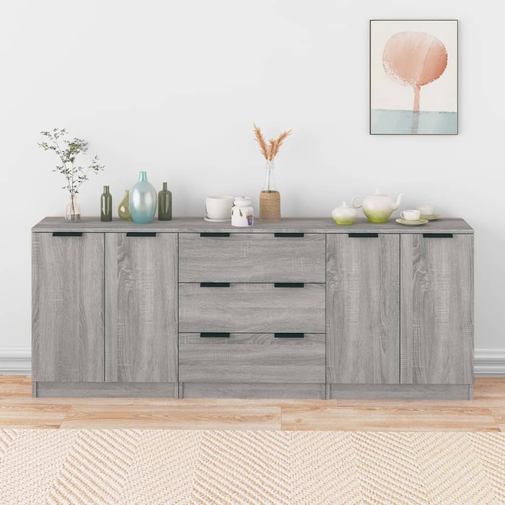 Sideboards 3 Stk. Sonomagrau Holzwerkstoff