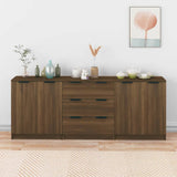 Buffets 3 pcs Chêne marron Bois d'ingénierie