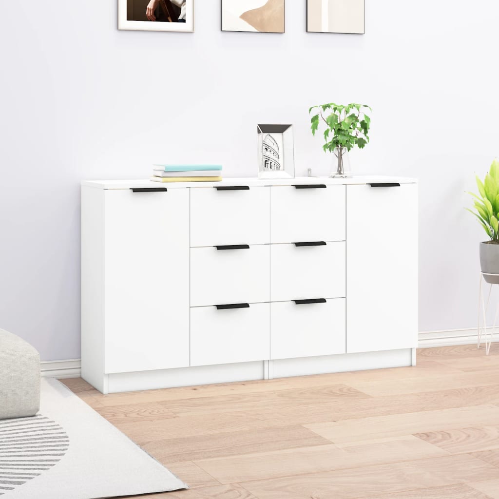 Buffets 2 pcs blanc 60x30x70 cm Bois d'ingénierie