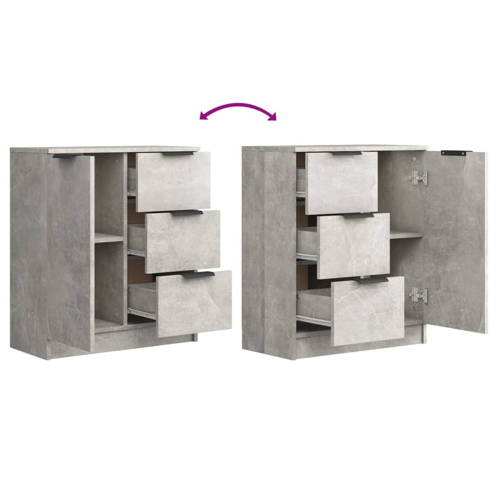 Buffets 2 pcs Gris béton 60x30x70 cm Bois d'ingénierie