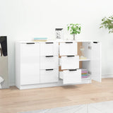 Buffets 2 pcs Blanc brillant 60x30x70 cm Bois d'ingénierie