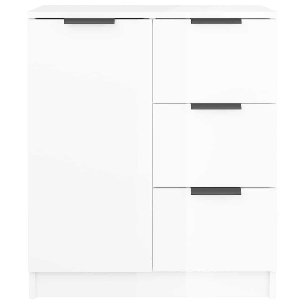 Buffets 2 pcs Blanc brillant 60x30x70 cm Bois d'ingénierie