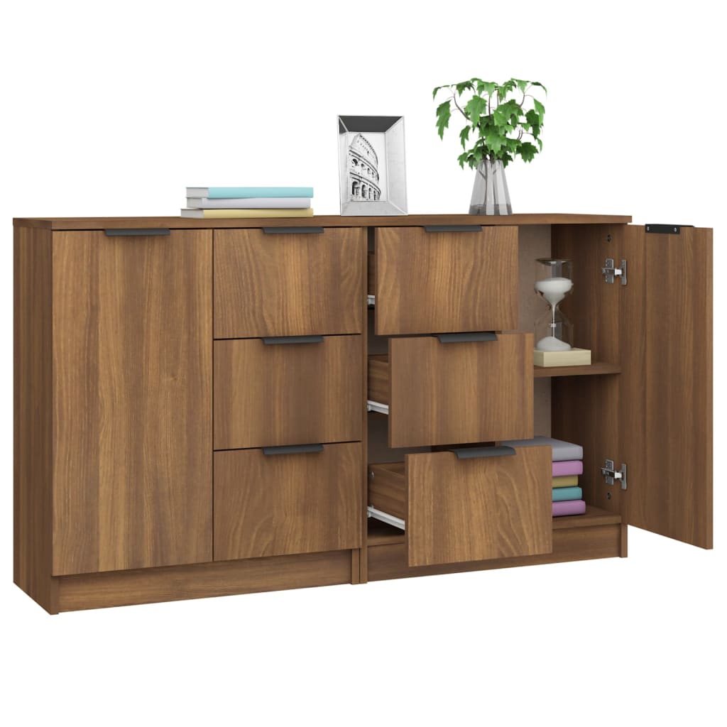 Buffets 2 pcs chêne marron 60x30x70 cm Bois d'ingénierie