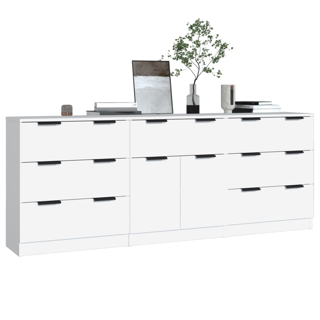 Buffets 3 pcs Blanc Bois d'ingénierie