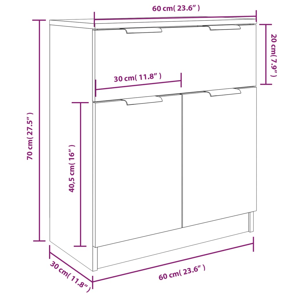 Buffets 3 pcs noir bois d'ingénierie