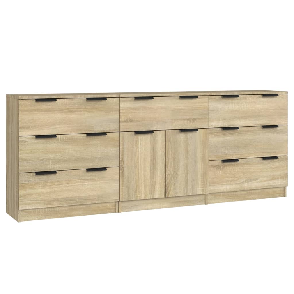 Sideboards 3 Stück Sonoma-Eiche Holzwerkstoff