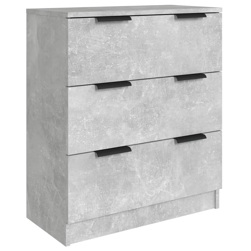 3 pcs sideboards concrete gray engineered wood