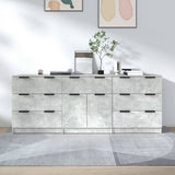 3 pcs sideboards concrete gray engineered wood