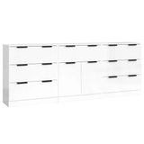 Buffets 3 pcs blanc brillant bois d'ingénierie