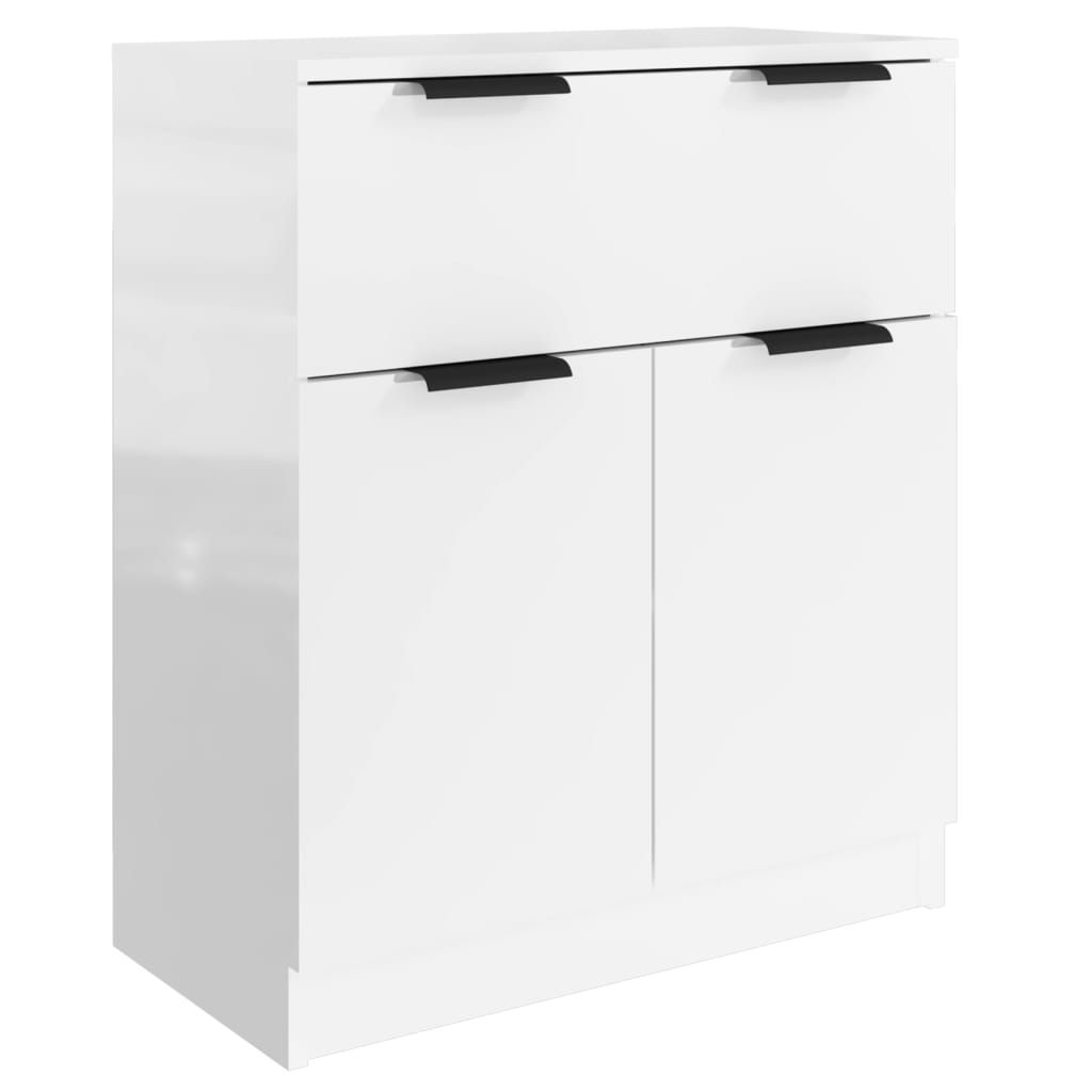 Buffets 3 pcs blanc brillant bois d'ingénierie