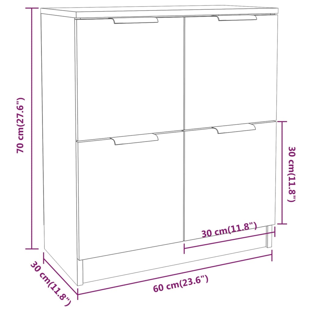 Buffets 2 pcs blanc 60x30x70 cm Bois d'ingénierie