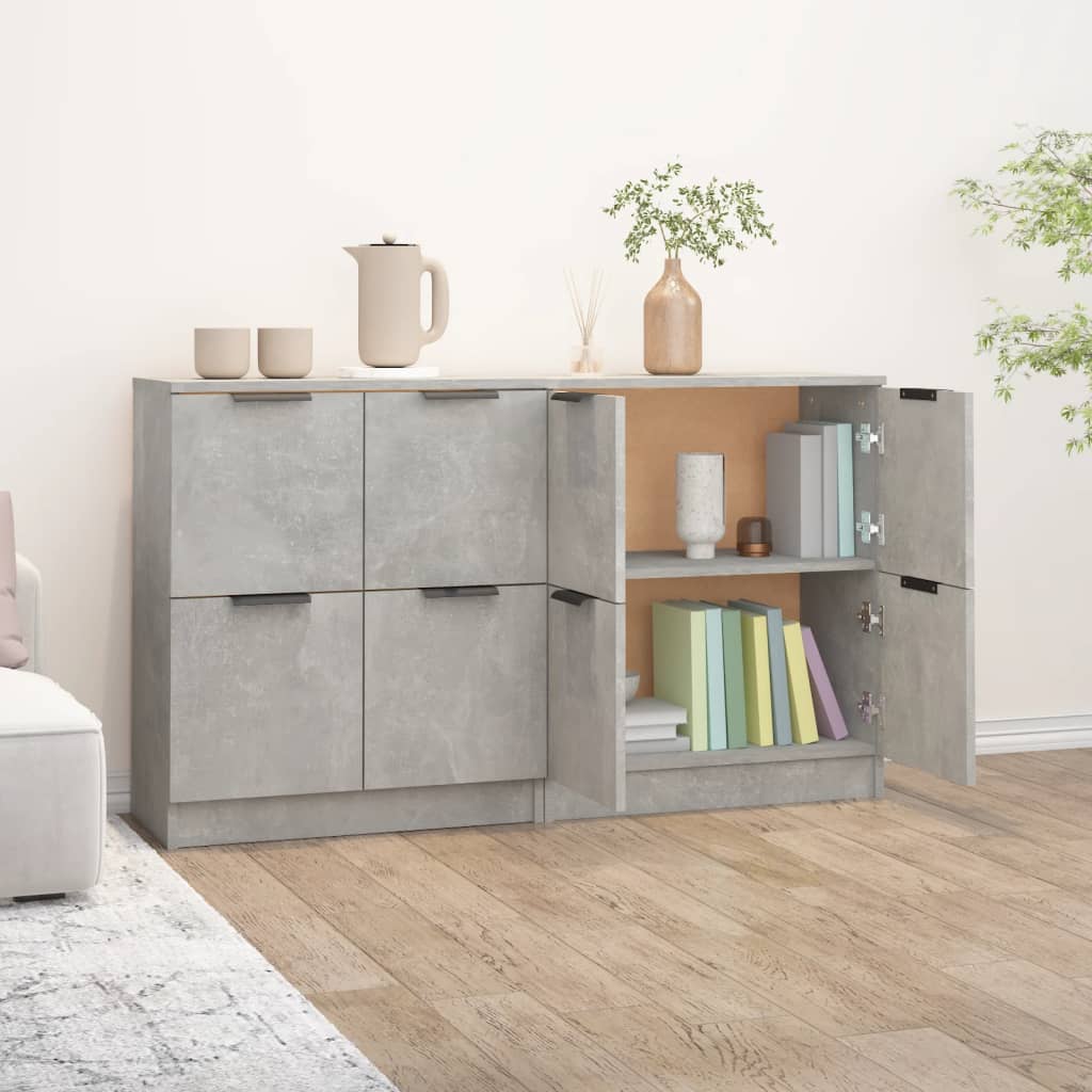 Buffets 2 pcs Gris béton 60x30x70 cm Bois d'ingénierie