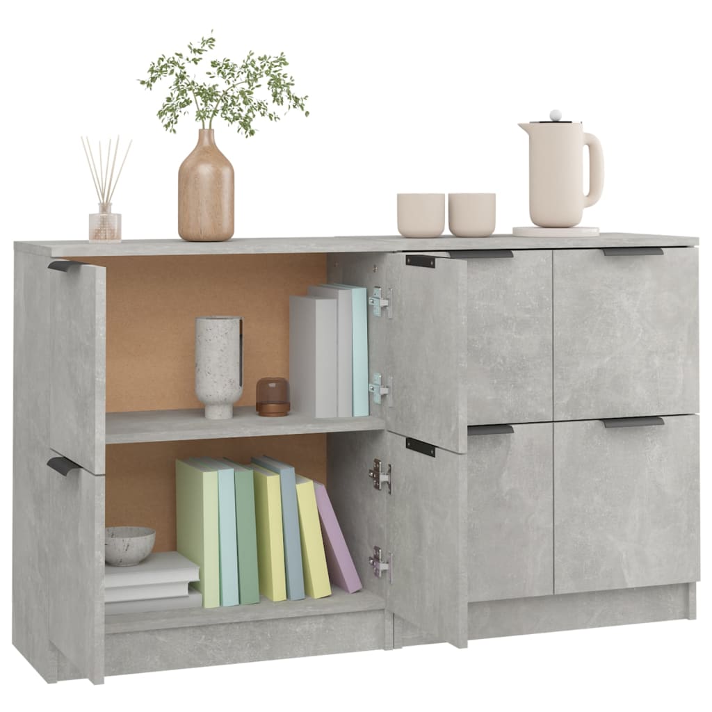 Buffets 2 pcs Gris béton 60x30x70 cm Bois d'ingénierie