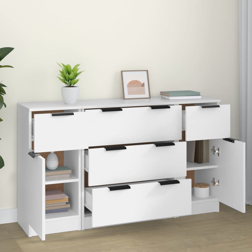 Buffets 3 pcs Blanc Bois d'ingénierie