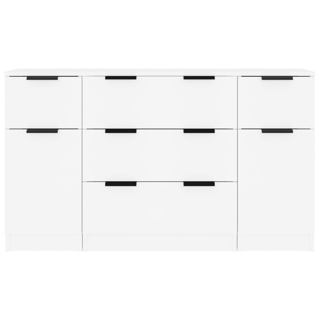 Buffets 3 pcs Blanc Bois d'ingénierie