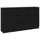 Ensemble de buffets 3 pcs Noir Bois d'ingénierie