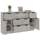 Ensemble de buffets 3 pcs Gris béton Bois d'ingénierie