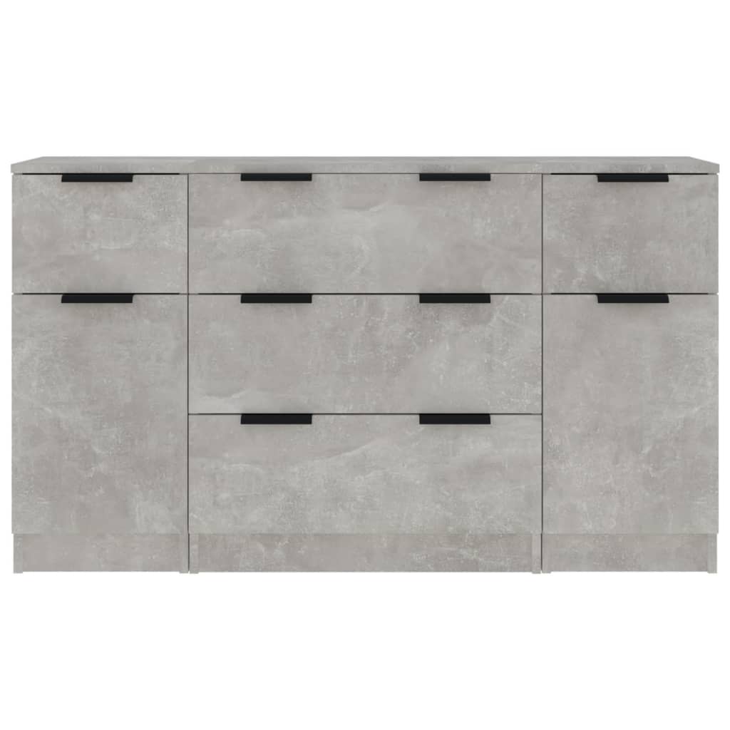 Ensemble de buffets 3 pcs Gris béton Bois d'ingénierie