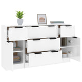 Ensemble de buffets 3 pcs Blanc brillant Bois d'ingénierie