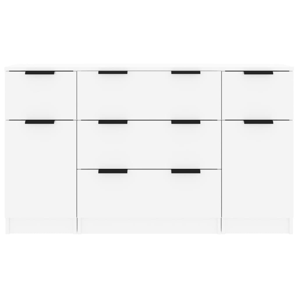 Ensemble de buffets 3 pcs Blanc brillant Bois d'ingénierie