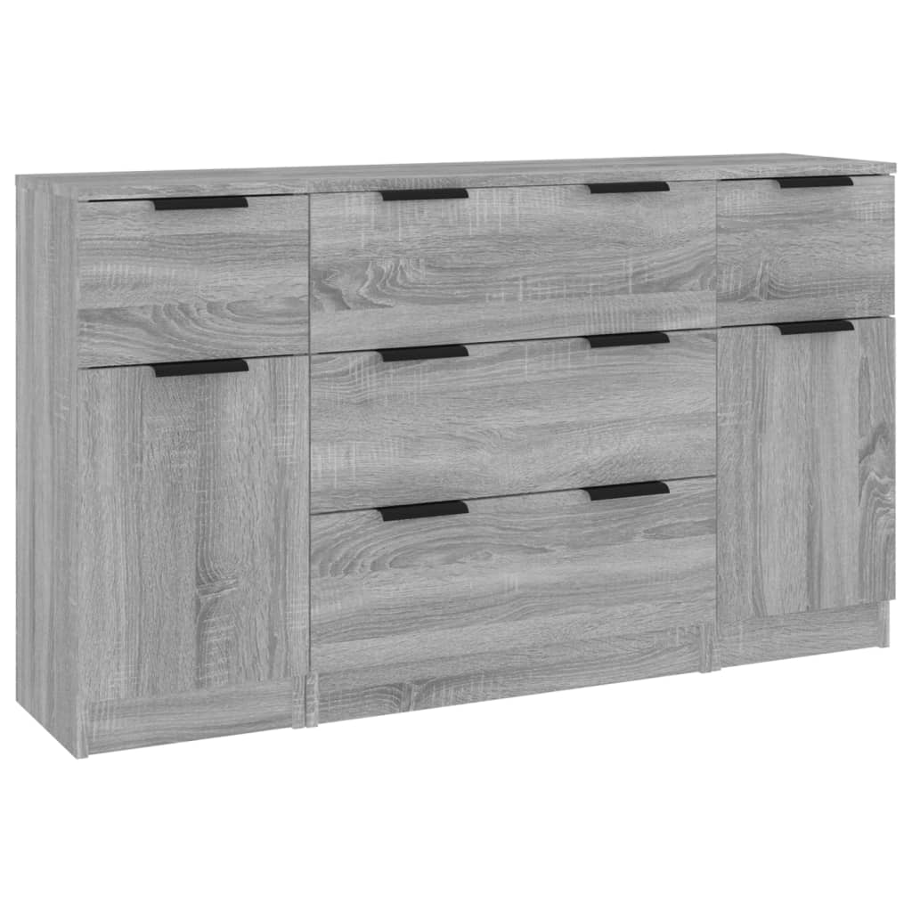 Ensemble de buffets 3 pcs Sonoma gris Bois d'ingénierie