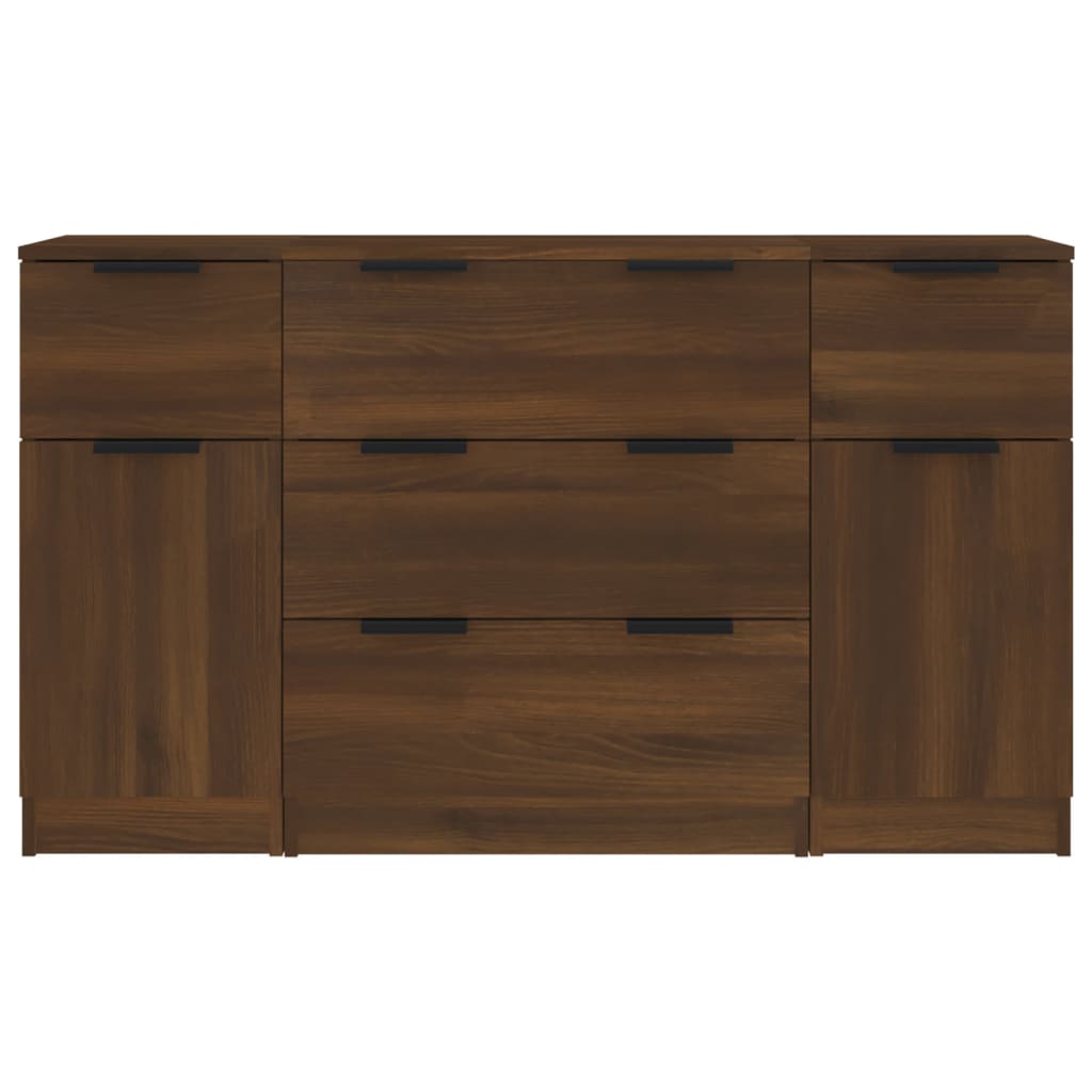 Ensemble de buffets 3 pcs Chêne marron Bois d'ingénierie