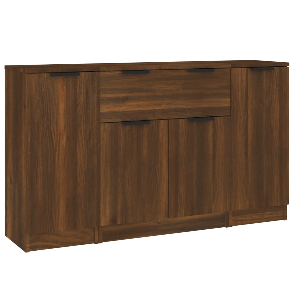 Buffets 3 pcs Chêne marron Bois d'ingénierie