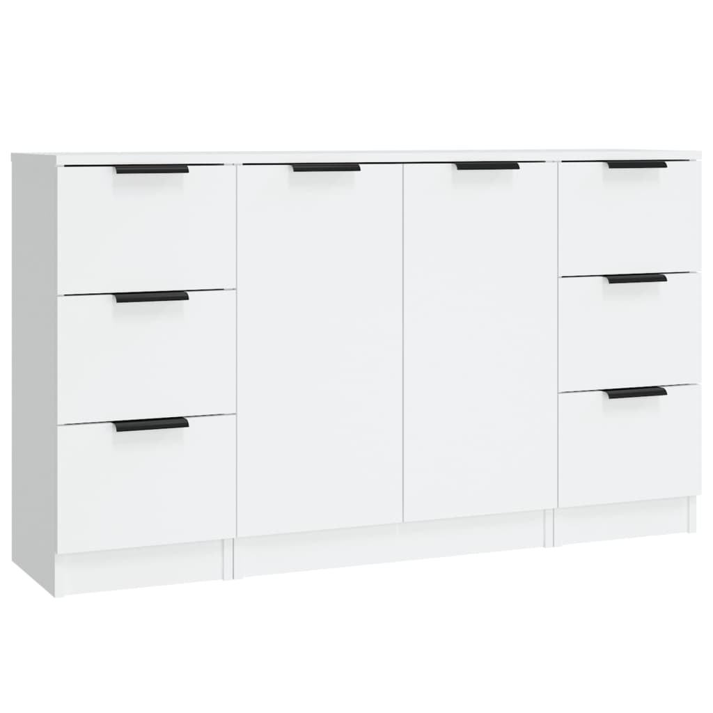 Buffets 3 pcs Blanc Bois d'ingénierie