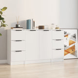 3 pcs Sideboards White Engineered Wood