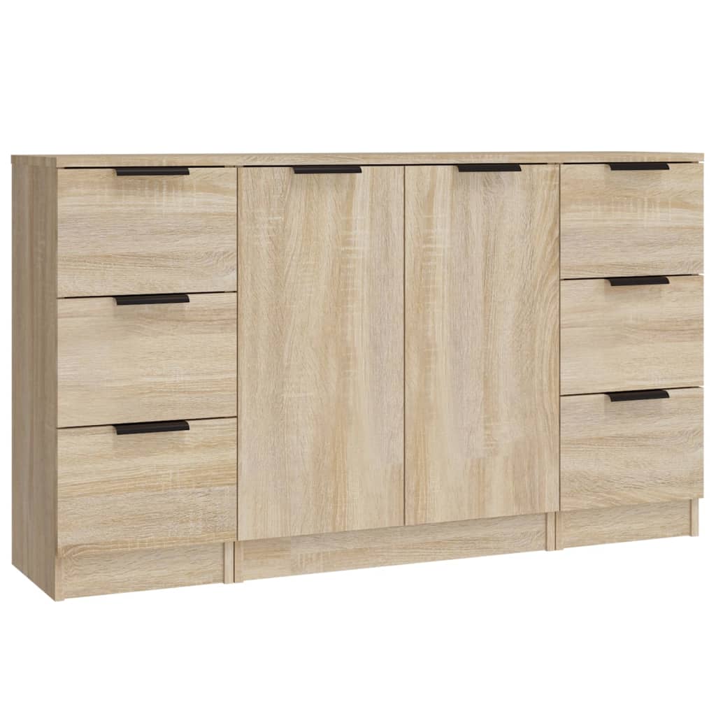 3 pcs Sideboards Sonoma Oak Engineered Wood